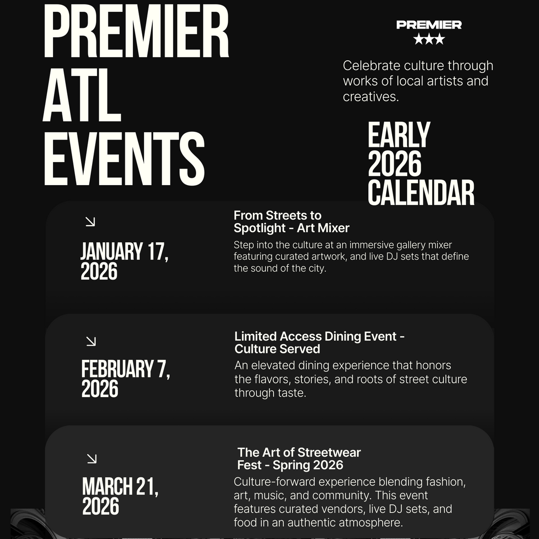 Early 2026 Premier ATL Schedule Event and Activations