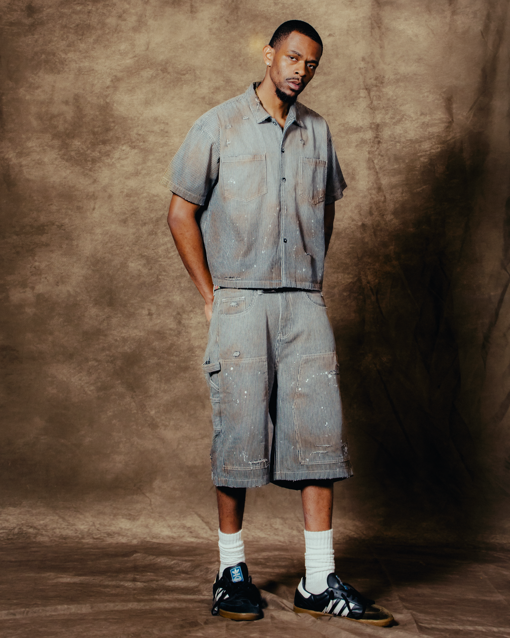 Distressed Hickory Shorts